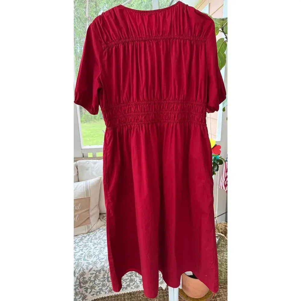 LOFT Burgundy Puff-Sleeve Mini Dress - Picture 5 of 10